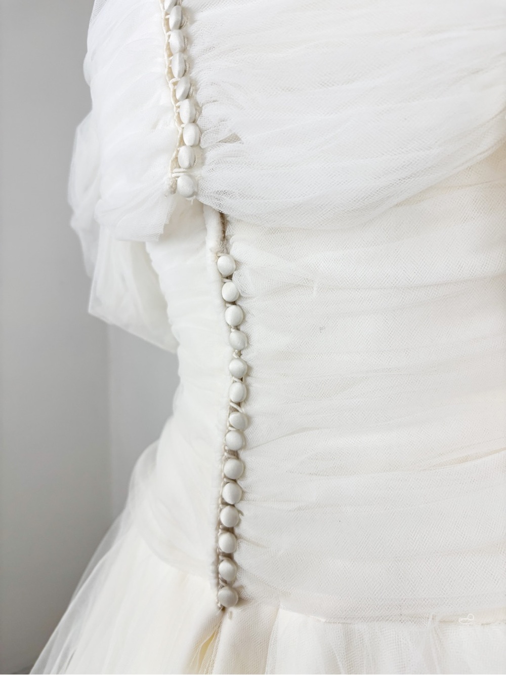 Vintage Oscar de la Renta Ivory Tulle Strapless Wedding Gown Sz S - Picture 6 of 16